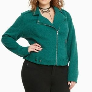 Torrid Green Jacket Side Zip Cropped Pockets Belt